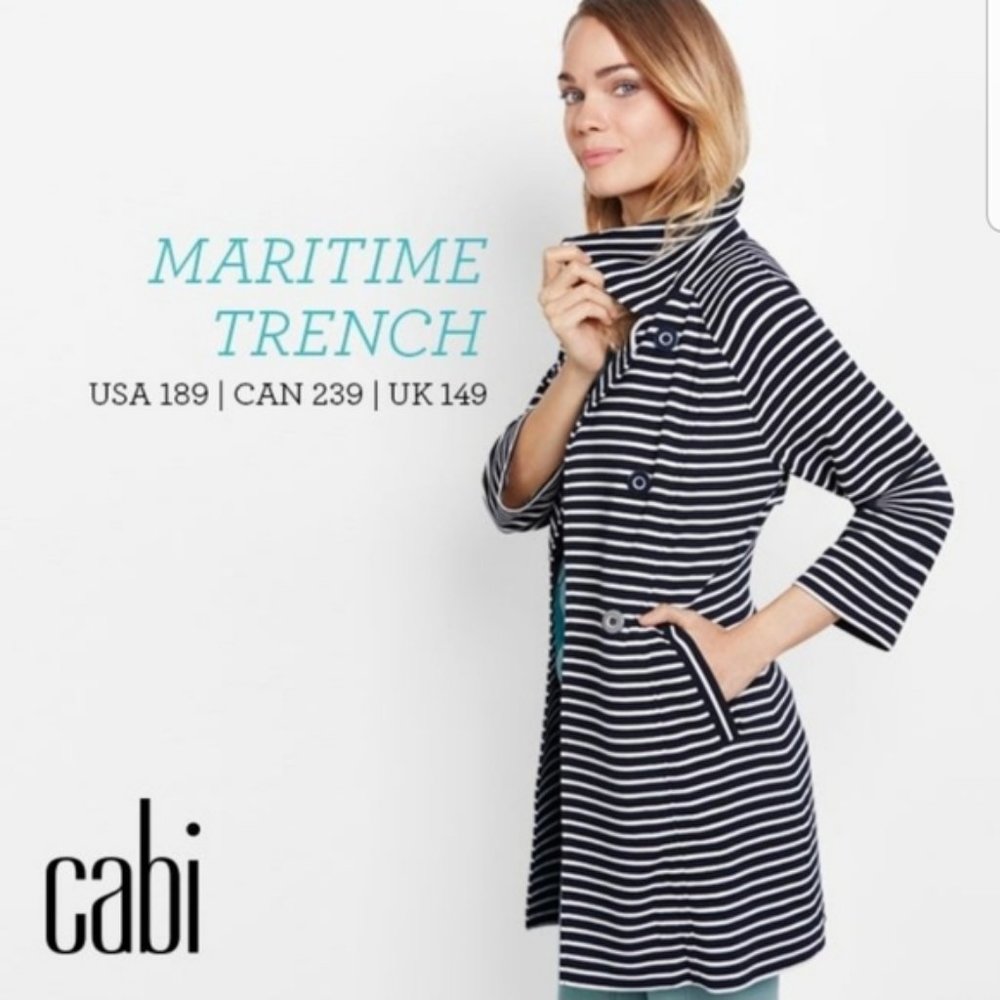 Spring Blue & White Striped Trench Jacket
